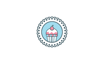 cute cupcake in circle floral design