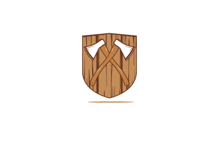 axes on shield made out of wood