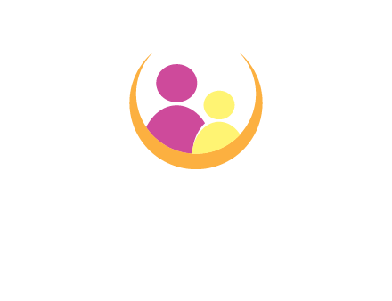 people inside crescent moon symbol