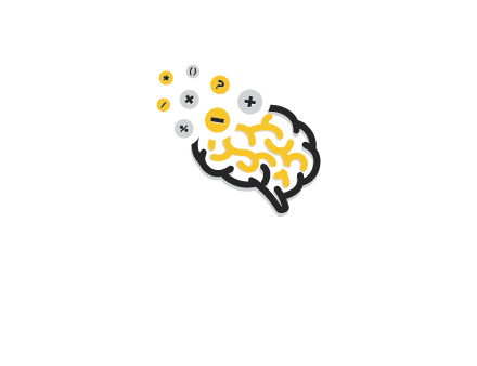 mathematics symbols from line art brain