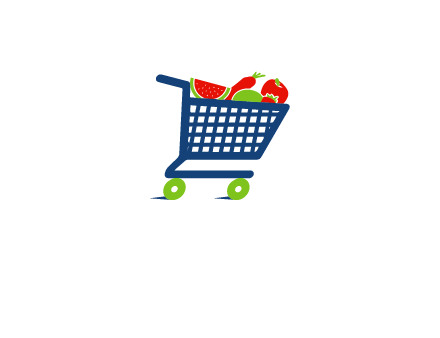 fruits and vegetables in grocery cart