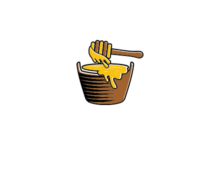 honey dipper with bucket of honey