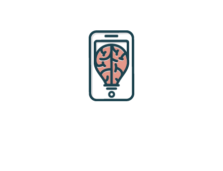 line art brain in smartphone