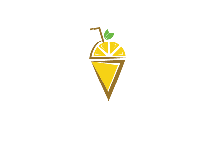 lemon with leaves and straw on cone