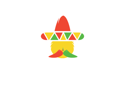 polygonal Mexican hat with chilies as moustache 