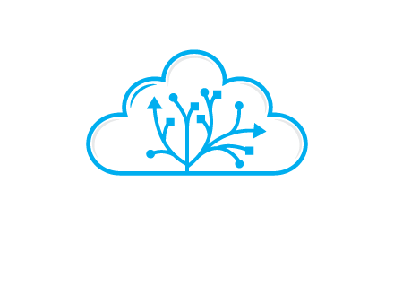 line art cloud with arrows and network lines