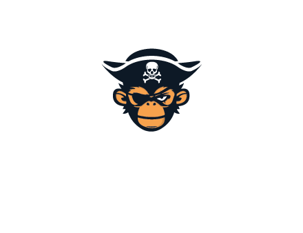 monkey wearing eye patch and pirate hat