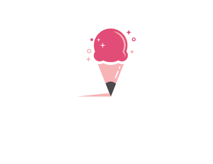 pencil nip as cone under ice cream scoop