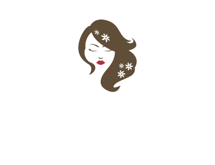 flowers ornament on hair of woman head beauty logo icon