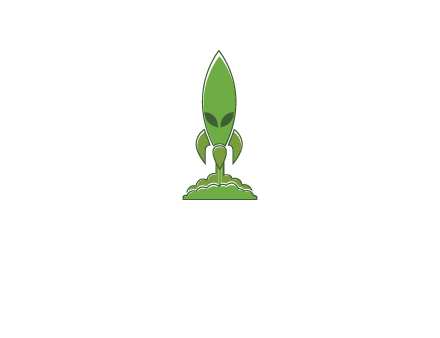 rocket with alien face and smoke