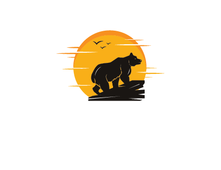 sun behind bear climbing mountain