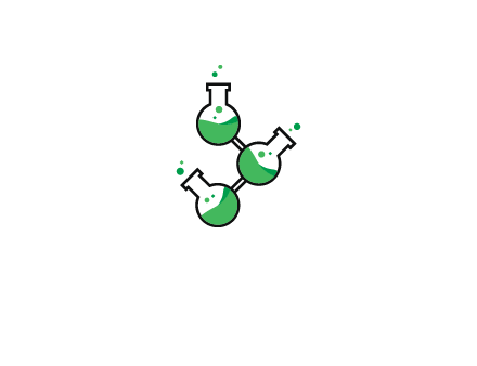 chemical flask with liquid connected to eachother