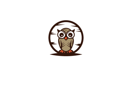 circle behind owl with big eyes