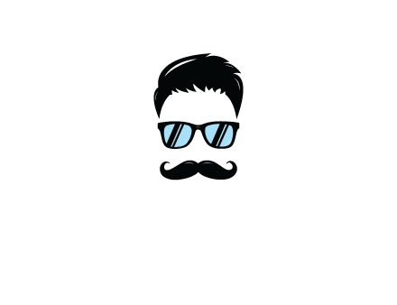 negative spacing with moustache and hair wearing sunglasses