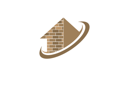 brick pattern abstract house with swoosh