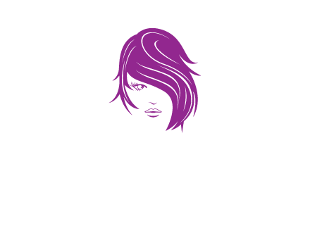 head of woman with short hair across face beauty logo icon