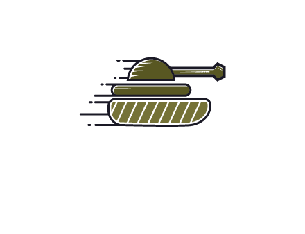 military tank with speedy lines