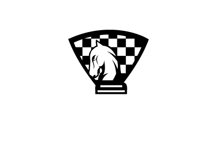 checkered shield behind horse knight