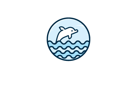 dolphin with sea waves in circle