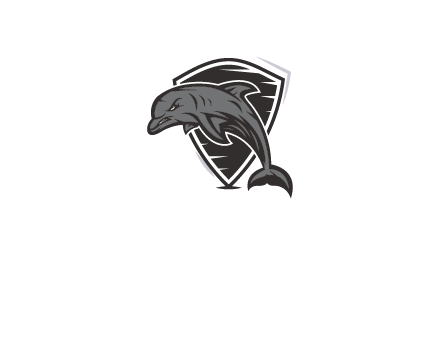 shield behind angry dolphin