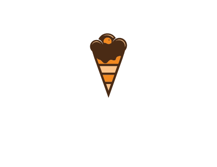 chocolate ice cream with striped cone