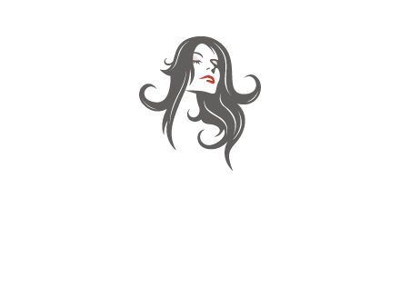 head of woman with long hair beauty logo icon