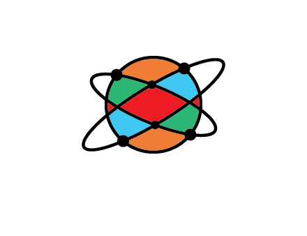 colorful circle with atomic lines