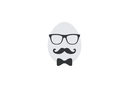 glasses with bow and moustache on egg