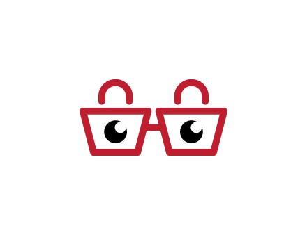 shopping bags with circles forming glasses