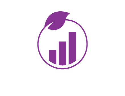 bar graph in circle with leaf