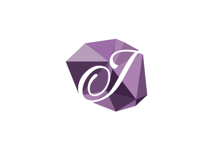 script letter T in polygonal diamond 