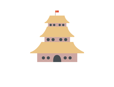 pagoda with flag on top