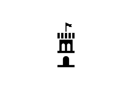 abstract negative spacing tower with flag