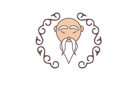 old man with long beard and mustache with swirl pattern