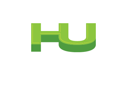 letter h and u in 3D shape logo