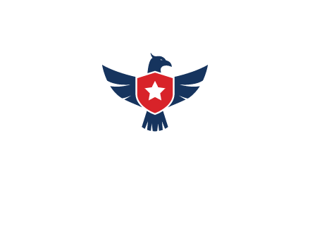 eagle behind shield with star