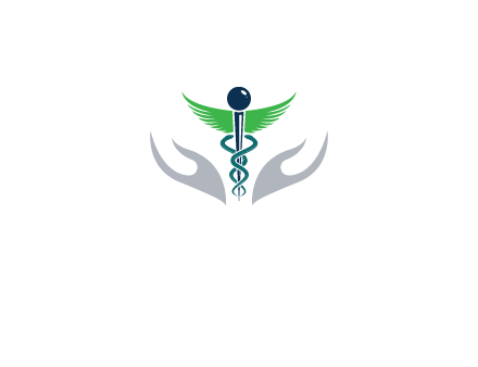 caduceus with abstract hands