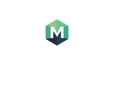letter M in polygonal hexagon