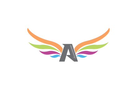 letter A with colorful wings