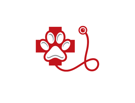 paw in first aid sign with stethoscope