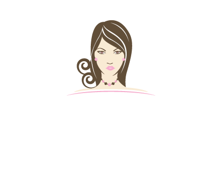 head of beautiful woman wearing bead earrings and necklace jewelry logo