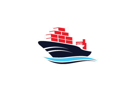 ship carrying containers trade logo