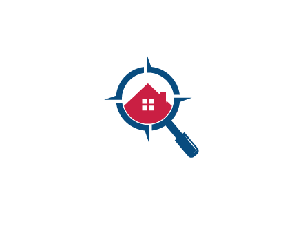 house in magnifying glass development logo