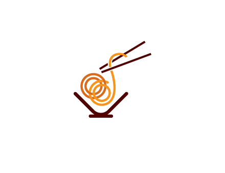 noodles with chopsticks in bowl restaurant logo