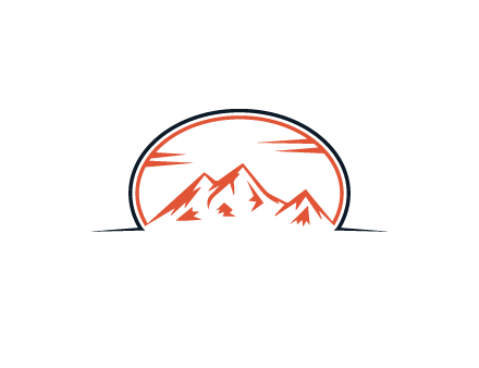 abstract mountain in oval shape