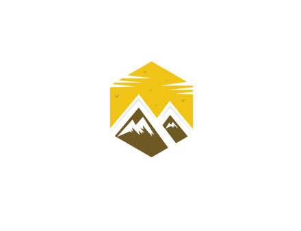 mountains in hexagon travel logo