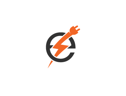 letter E with electric bolt and socket energy logo