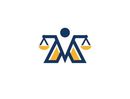 letter M forming balance legal logo