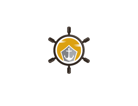 anchor in ship wheel travel logo