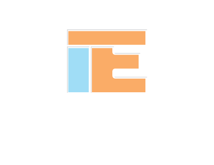 letter E with block forming letter I